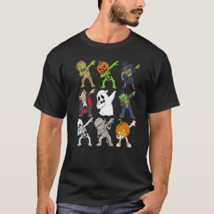 Camiseta Dabbing Halloween Esqueleto Zumbi Assustador Abóbo
