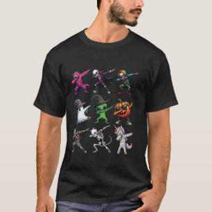 Camiseta Dabbing Halloween Skeleton Clowen Scarecrow