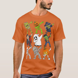 Camiseta Dabbing Halloween Skeleton Zombie Scary Pumpkin Va