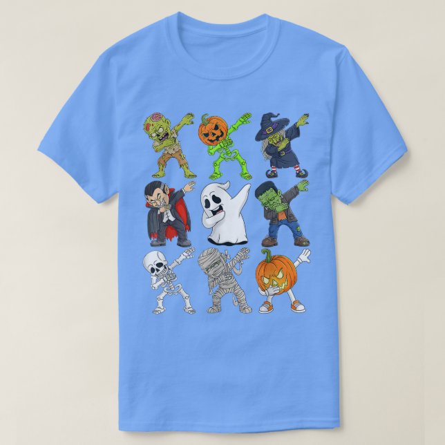 Camiseta Dabbing Halloween Zombie Skeleton Scarpkin Va (Frente do Design)