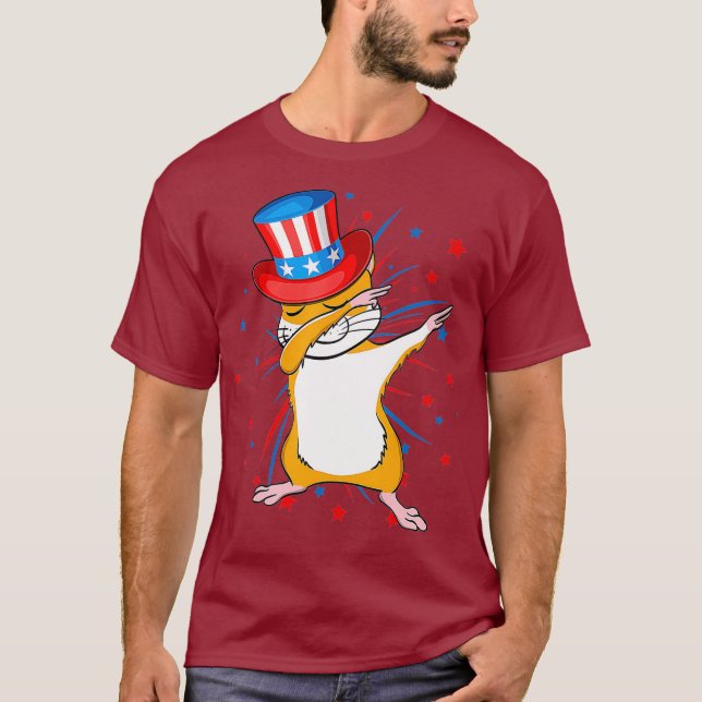 Camiseta Dabbing Hamster With USA Hate Fireworks 4th Of (Frente)