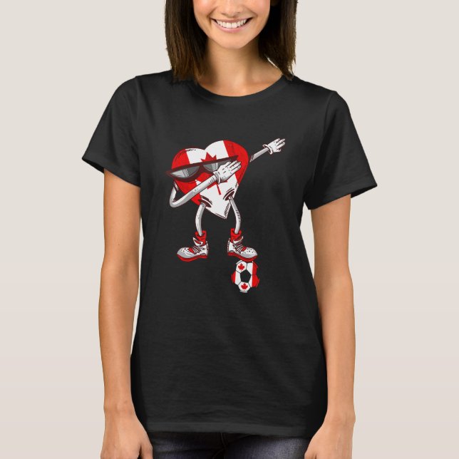 Camiseta Dabbing Heart Canadense Roots Canada Socce (Frente)