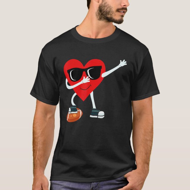 Camiseta Dabbing Heart Dia de os namorados American Footbal (Frente)