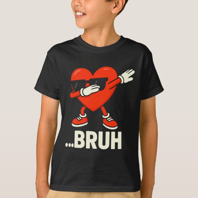 Camiseta Dabbing Heart Sungles ...bruh Meme Funny Valentine (Frente)