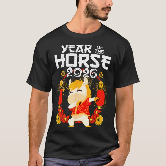 Camiseta Dabbing Horse Chinese New Year Of The Horse2026  (Frente)