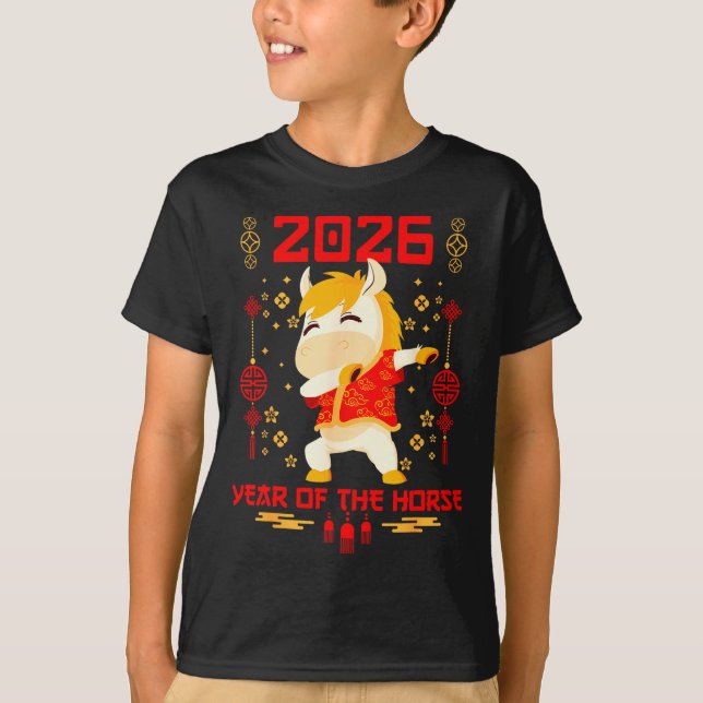 Camiseta Dabbing Horse Chinese New Year Of The Horse2026  (Frente)