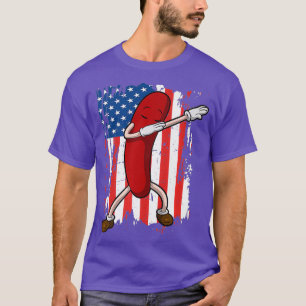 Camiseta Dabbing Hot Dog American Flag 4 de julho