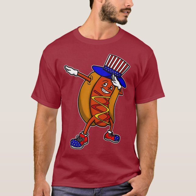 Camiseta Dabbing Hot Dog Independence Day Gift 4th (Frente)