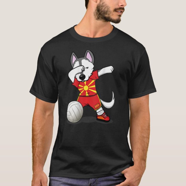 Camiseta Dabbing Husky Macedonia Volleyball Fans   Macedoni (Frente)
