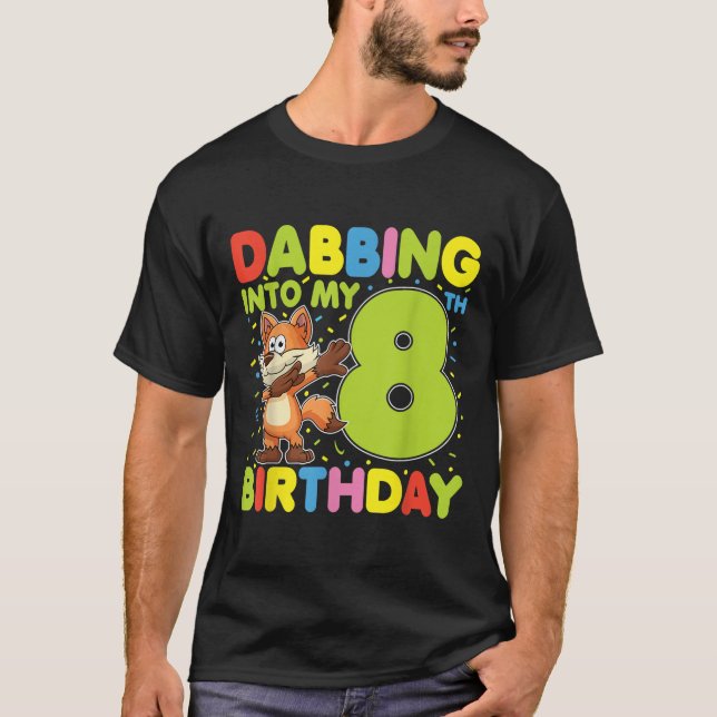 Camiseta Dabbing In My 8th Birday Fox Oito Anos B (Frente)