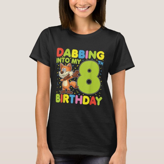 Camiseta Dabbing In My 8th Birday Fox Oito Anos B (Frente)