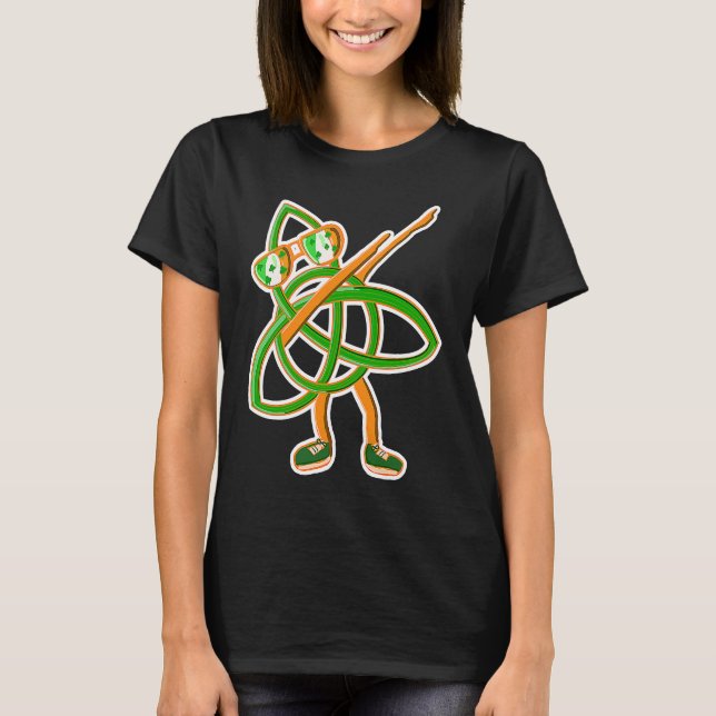 Camiseta Dabbing Irish Celtic Knot Dia de São Patrício Iris (Frente)