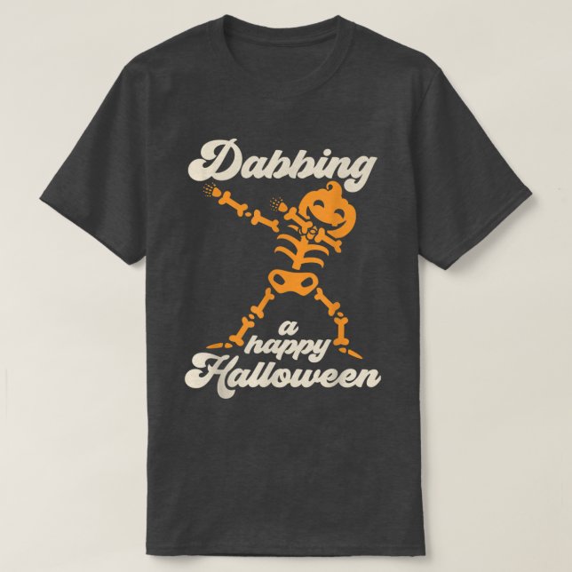 Camiseta Dabbing Jack O Lantern Skeleton (Frente do Design)