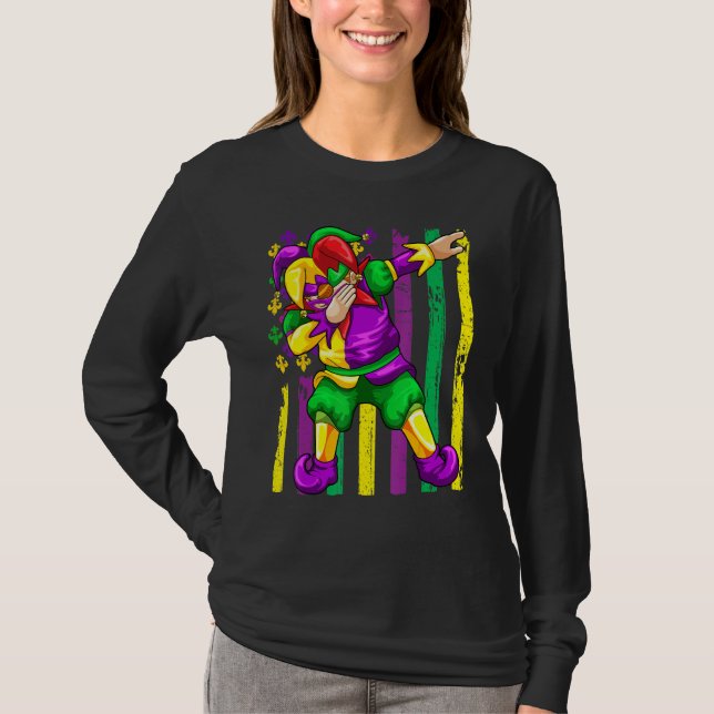 Camiseta Dabbing Joker Mardi Gras Funny Carnaval Dab Festiv (Frente)