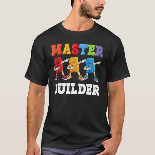 Camiseta Dabbing Kids Master Builder Building Blocks Bricks (Frente)