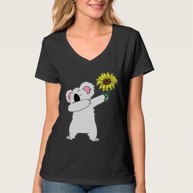 Camiseta Dabbing Koala Bear Sunflower Autism Consciência (Frente)