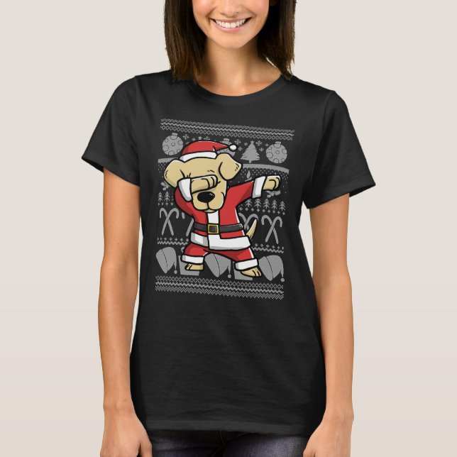 Camiseta Dabbing Labrador Retriever Ugly Christmas Sweater (Frente)