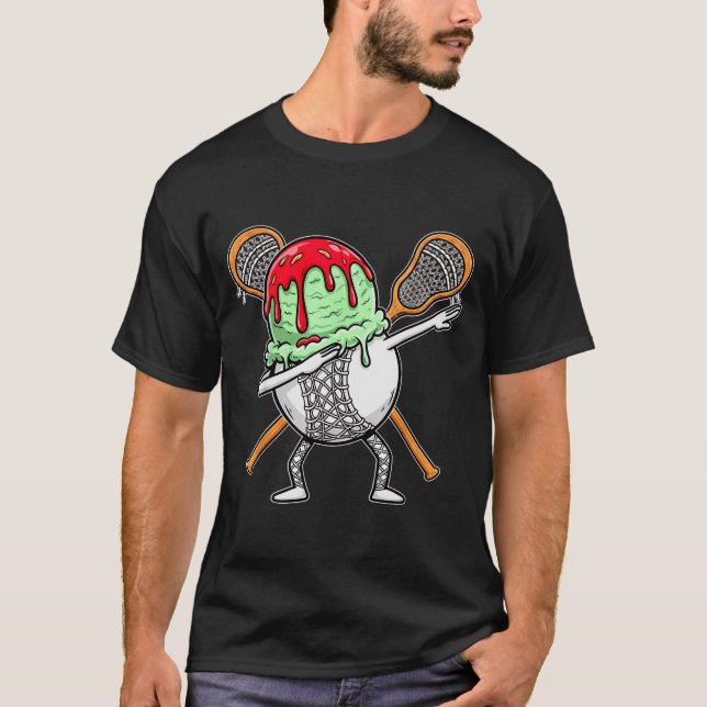 Camiseta Dabbing Lacrosse Ball Drip Ice Cream Kids Youth Bo (Frente)