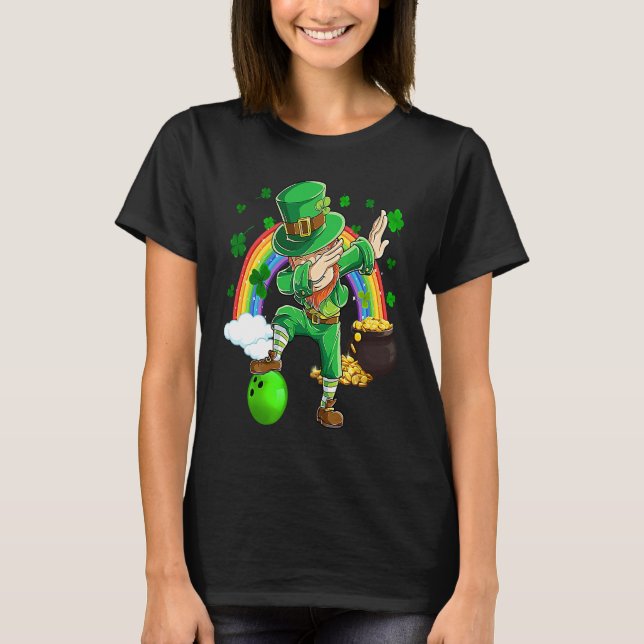 Camiseta Dabbing Leprechaun Bowling Ball Saint Patricks Day (Frente)