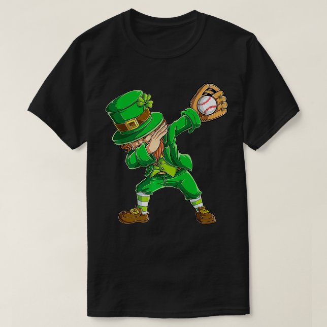 Camiseta Dabbing Leprechaun Boys Men Baseba (Frente do Design)