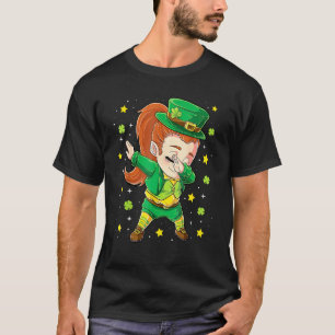 Camiseta Dabbing Leprechaun Girl Happy Dia de São Patrício