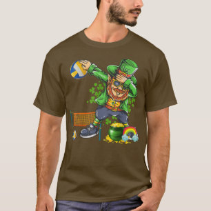 Camiseta Dabbing Leprechaun jogando voleibol no dia de hoje