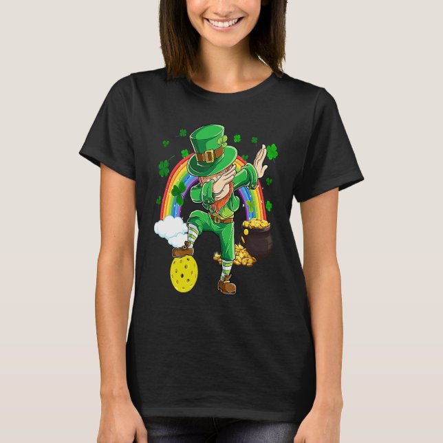 Camiseta Dabbing Leprechaun Pickleball Ball St Patricks Day (Frente)