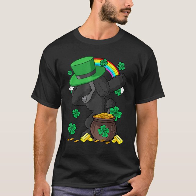 Camiseta Dabbing Leprechaun Poodle Dog Irish St Patricks Da (Frente)