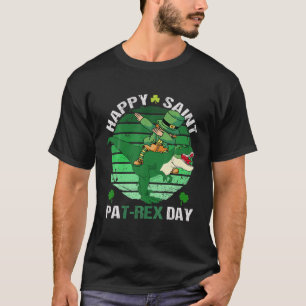 Camiseta Dabbing Leprechaun Riding Rua Pat-Rex Dinosaur Sai