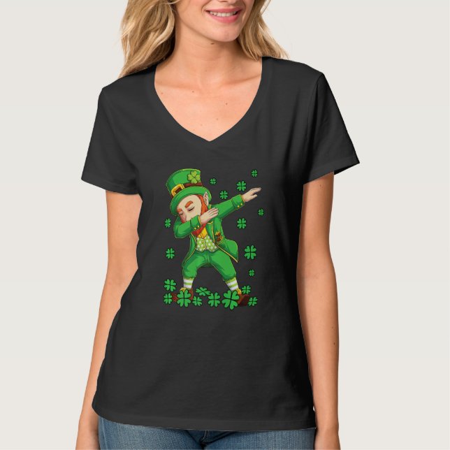 Camiseta Dabbing Leprechaun Saint Patricks Dia 2022 Boys Ki (Frente)