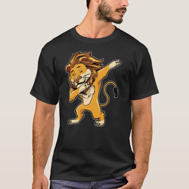 Camiseta Dabbing Lion T Shirt Meme Print Dab Cat Dance T Sh (Frente)
