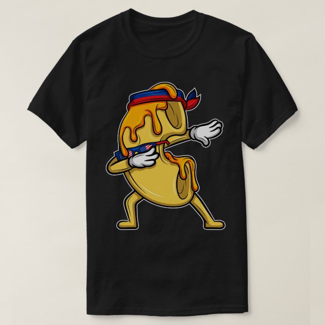 Camiseta Dabbing Mac and Cheese 4 de julho Dia da Independê (Frente do Design)