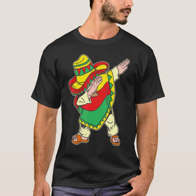 Camiseta Dabbing Mexicano Poncho Cinco De Mayo (Frente)
