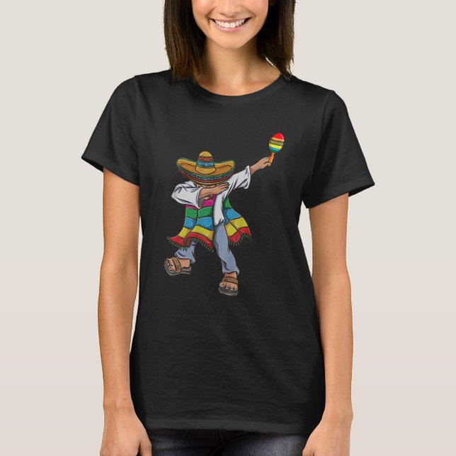 Camiseta Dabbing Mexicano Poncho Cinco De Mayo (Frente)