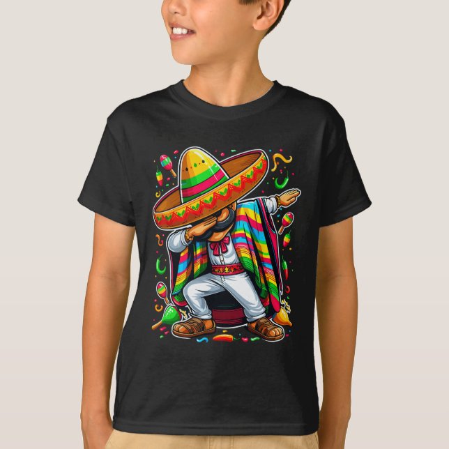 Camiseta Dabbing Mexicano Poncho Cinco De Mayo (Frente)