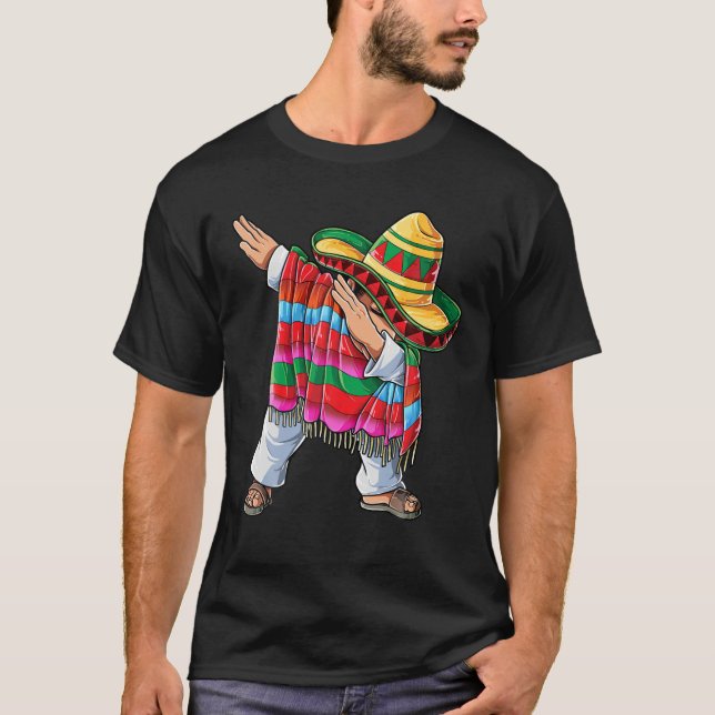 Camiseta Dabbing mexicano Poncho Cinco De Mayo Boys Men Som (Frente)