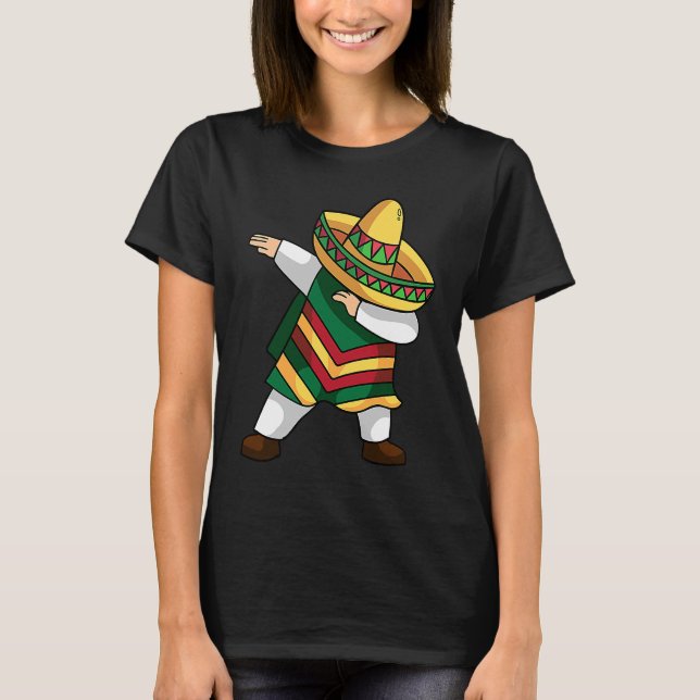Camiseta Dabbing mexicano Poncho Cinco De Mayo Costume (Frente)
