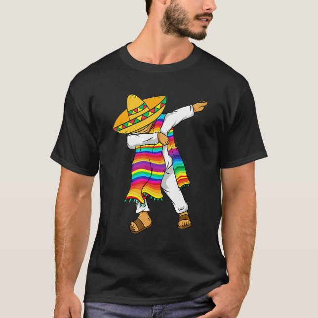 Camiseta Dabbing mexicano Poncho Cinco De Mayo Costume Tee (Frente)