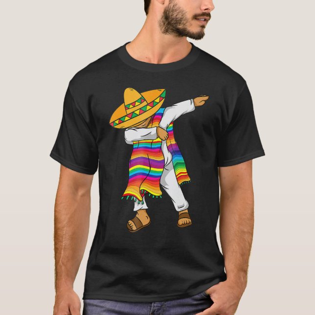 Camiseta Dabbing mexicano Poncho Cinco De Mayo Serape Mexic (Frente)