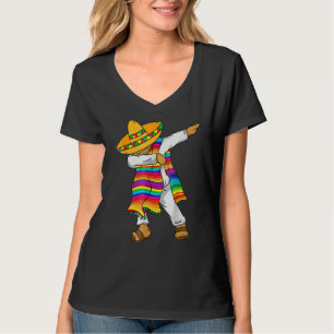 Camiseta Dabbing mexicano Poncho Cinco De Mayo Vazio Serape