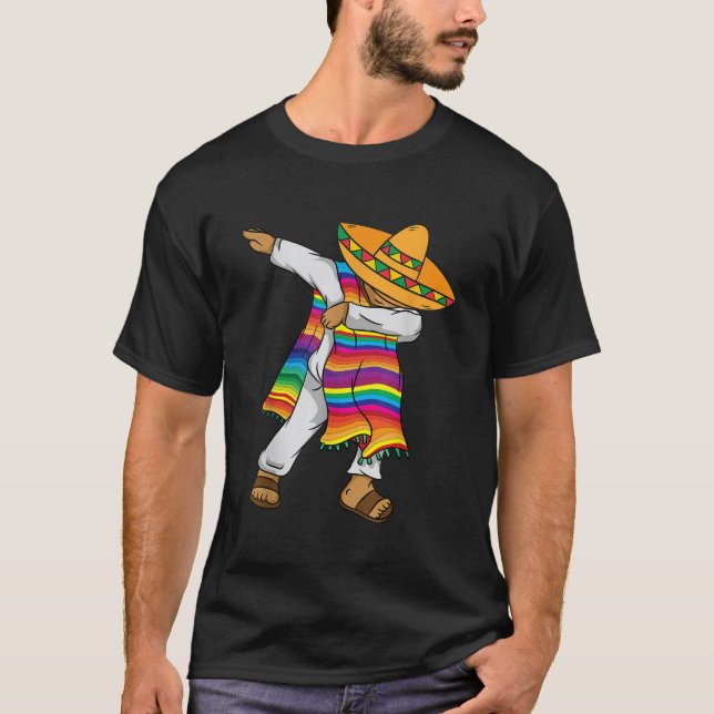 Camiseta Dabbing mexicano Poncho Shirt Cinco De Mayo Costum (Frente)