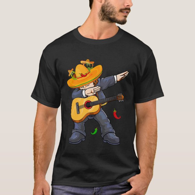 Camiseta Dabbing Mexico Mariachi & Guitar Cinco De Mayo Boy (Frente)
