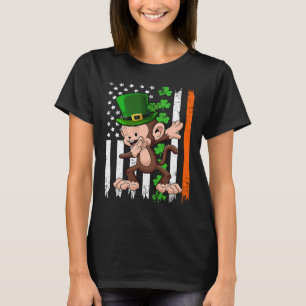 Camiseta Dabbing Monkey Leprechaun Hat American Flag Rua Pa