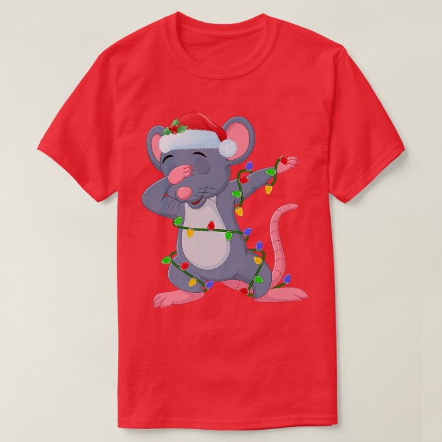 Camiseta Dabbing Mouse Xmas lança Papais noeis engraçados C (Frente do Design)
