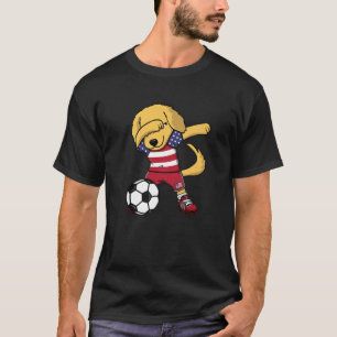 Camiseta Dabbing Ouro Retriever America Soccer USA Flag F