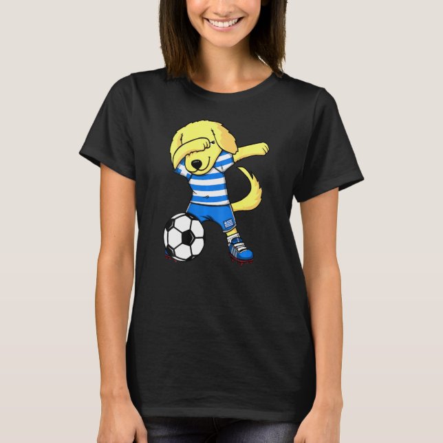Camiseta Dabbing Ouro Retriever Grécia Soccer Fans Jersey (Frente)