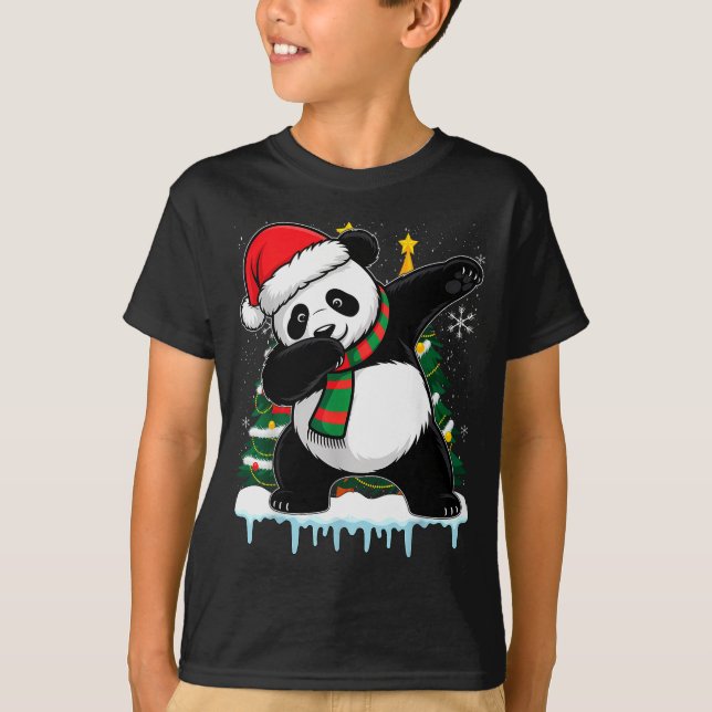 Camiseta Dabbing Panda Santa Christmas Kids Boys Men Xmas B (Frente)