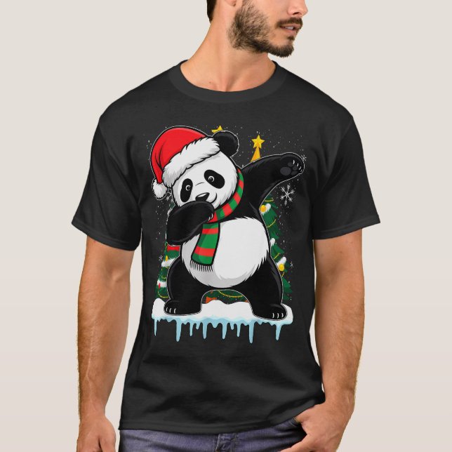 Camiseta Dabbing Panda Santa Christmas Kids Boys Men Xmas B (Frente)