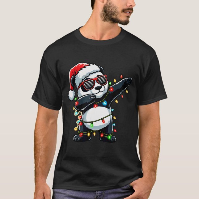Camiseta Dabbing Panda Xmas For Kids Boys Girl Panda Lover  (Frente)