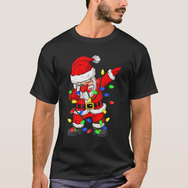 Camiseta Dabbing Papai Noel, Árvore de Natal, Criança (Frente)